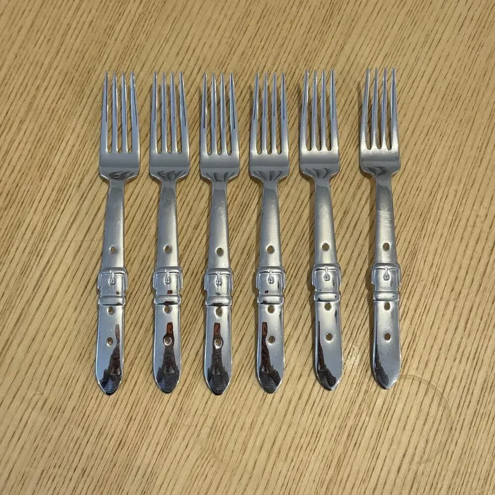 Vtg Ralph Lauren Highgate Silverware Set Of 6 Salad Forks Equestrian 1997 Korea